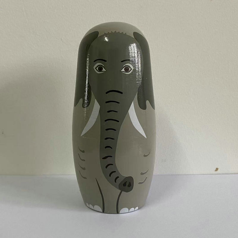 Wholesale Russian Matryoshka Doll Five Layers Elephant Matryoshka Doll Handmade Crafts Home Decoration Painted Hand Cartoon Doll