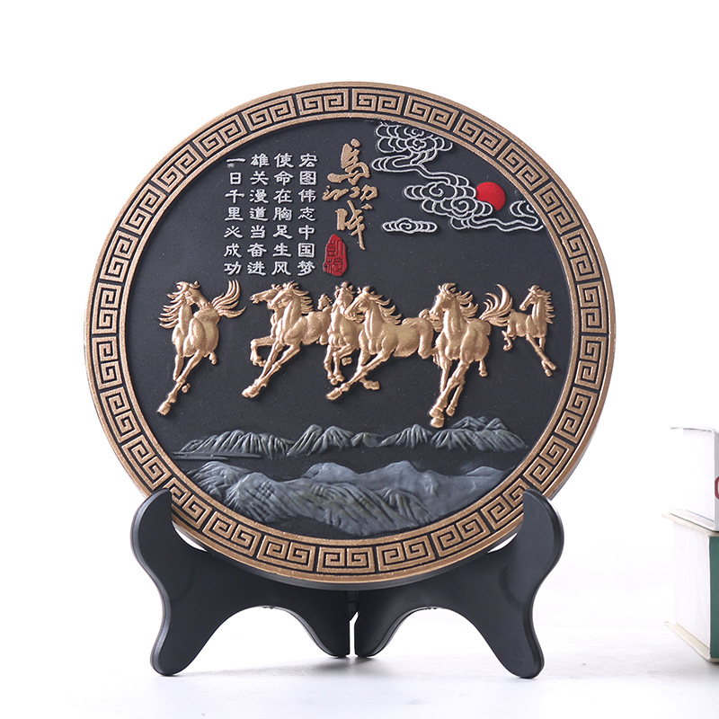 Instant Success Animal Charcoal Carving Horse Picture Gift Chinese Creative Living Room Opening Housewarming Gift Crafts Wholesale