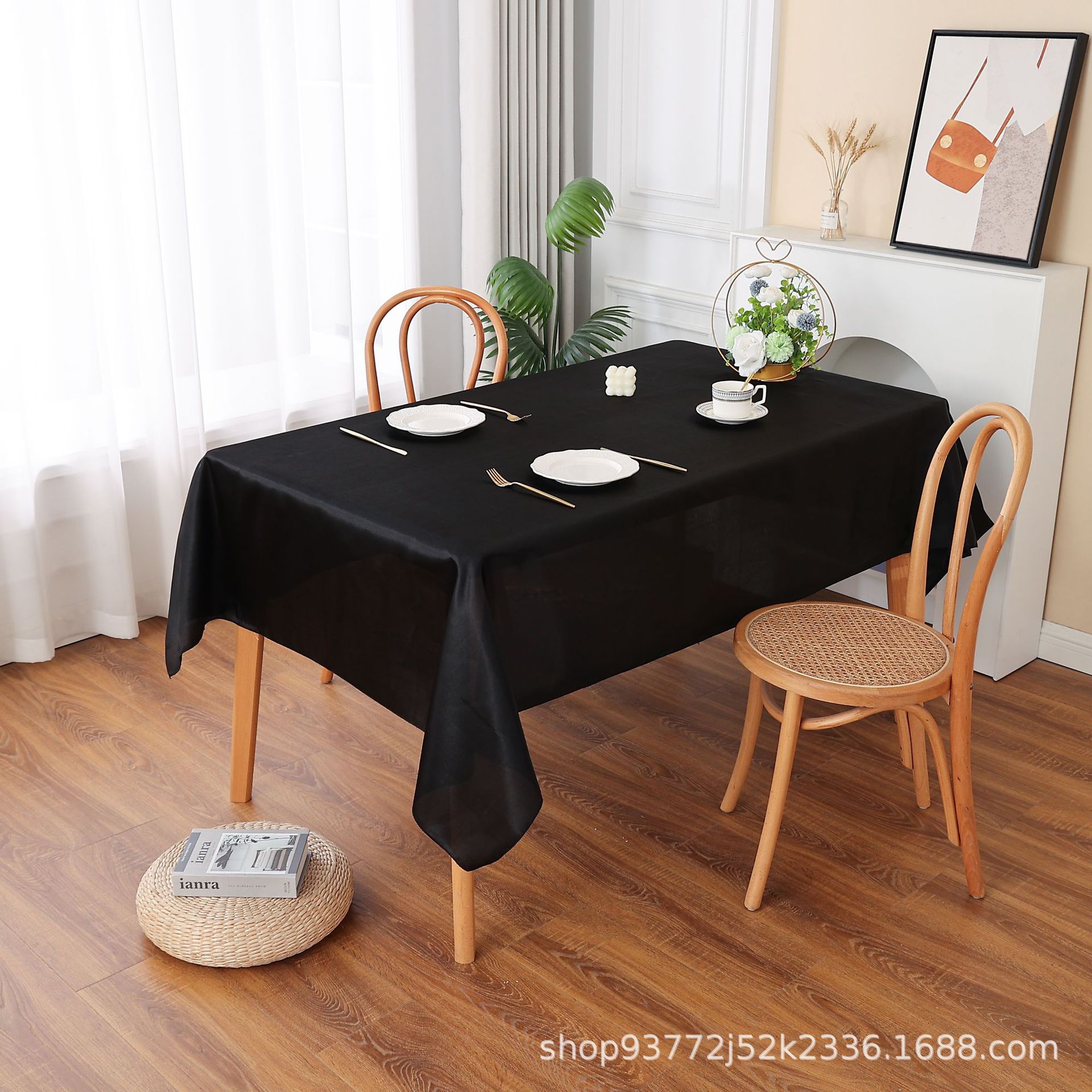 In-Stock Satin Tablecloth for Weddings, Light Luxury Ins-Style High-End Vintage Tablecloth, Universal Luxury Waterproof