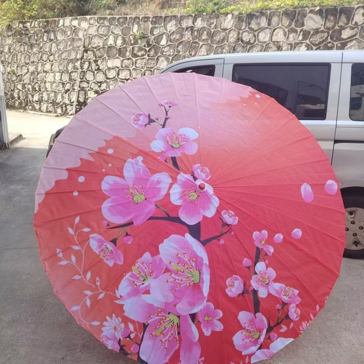 Customized Oil-Paper Umbrella Craft Umbrella Props Ancient Style Han Dynasty Printed Umbrella Petal Umbrella Ceiling Decoration Performance Silk Umbrella
