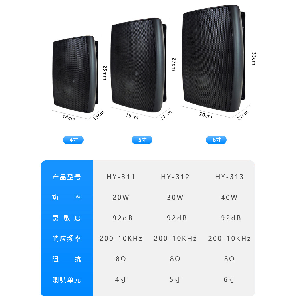 Wall-Mounted Audio Manufacturer Public Radio Bluetooth Constant-Pressure Speaker Store Supermarket Shopping Mall Conference Wall-Mounted Speaker