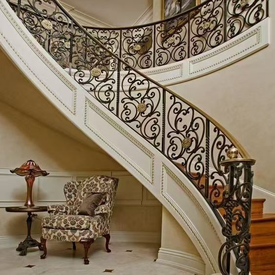 European-Style Wrought Iron Stair Handrails, Indoor and Outdoor Balcony Guardrails, Home Corridor French Railings, Attic Stair Handrails