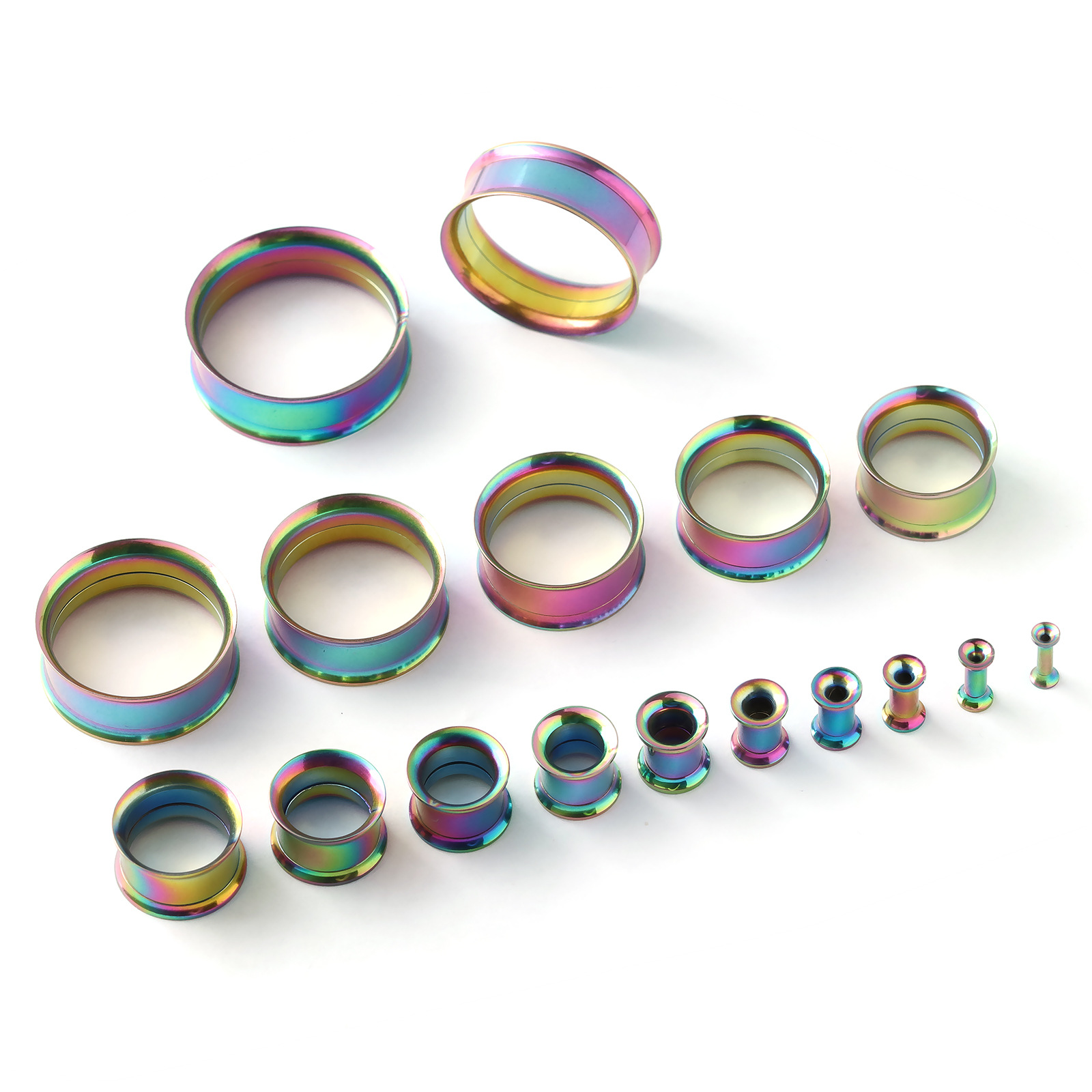 European and American Stainless Steel Double-Ear Earrings, Ear Expanders, Metal Threaded Ear Cuffs, Trendy Ear Accessories, Electroplated