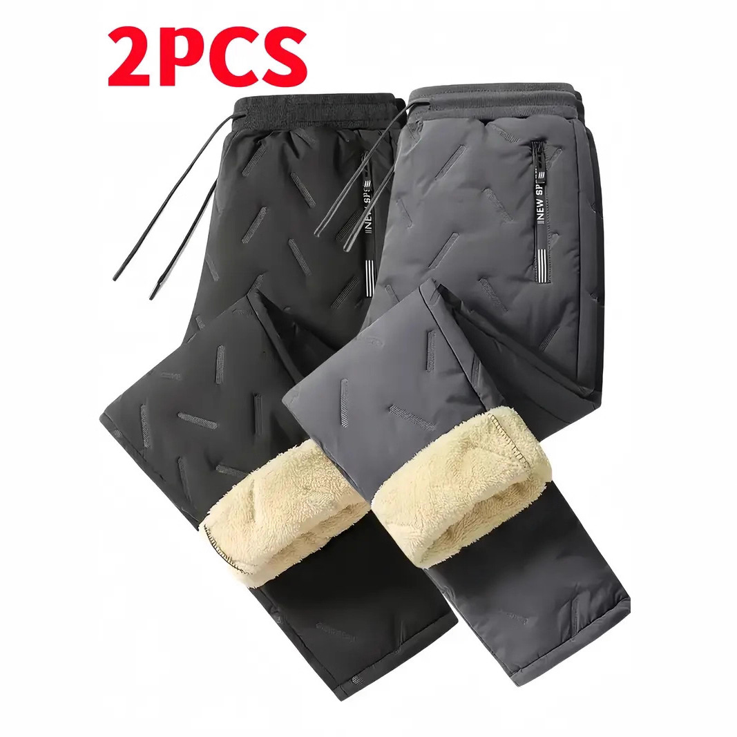 Термобрюки для мужчин европейского размера с защитой от экстремального холода - утепленные овечьим флисом зимние брюки с дизайном на шнуровке