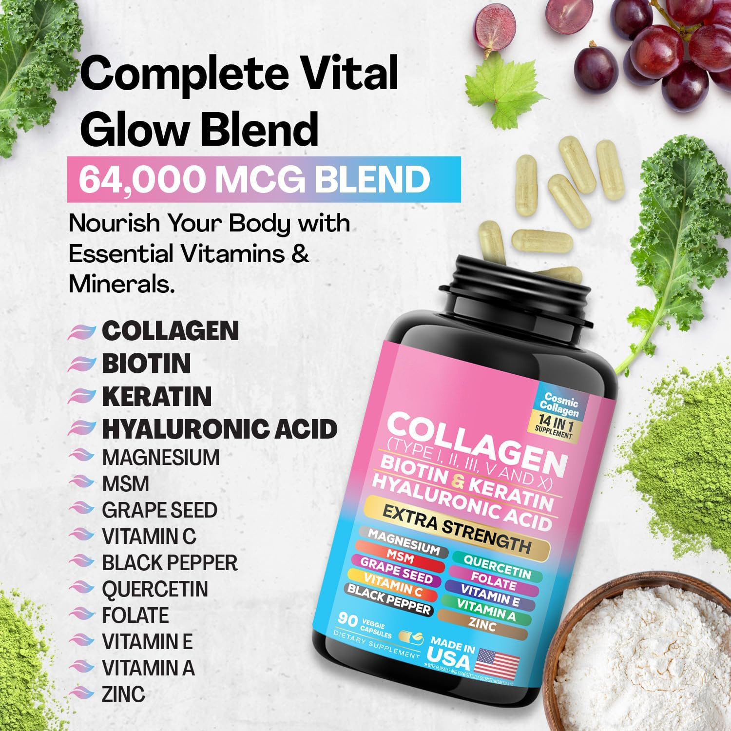 Amazon Foreign Trade Cross-border Collagen BIOTIN & KERATIN Vitamin Collagen Capsules