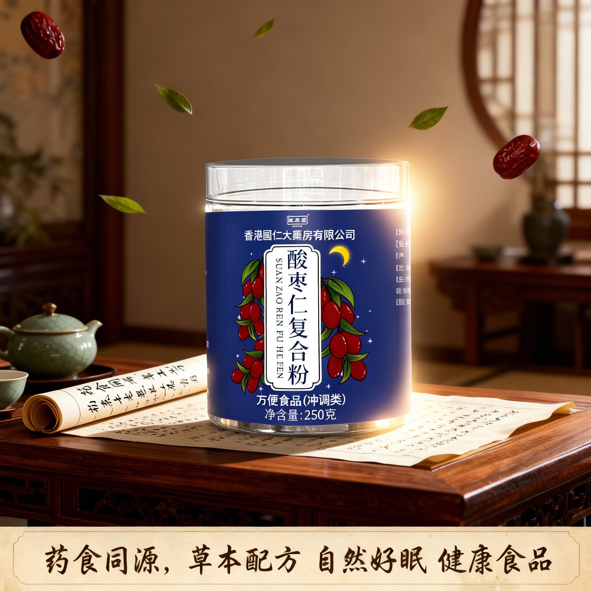 Hong Kong Pharmacy Jujube Kernel Powder Fried Authentic Middle-Aged and Elderly Sleep Health Soaking Water Official Spot 250g