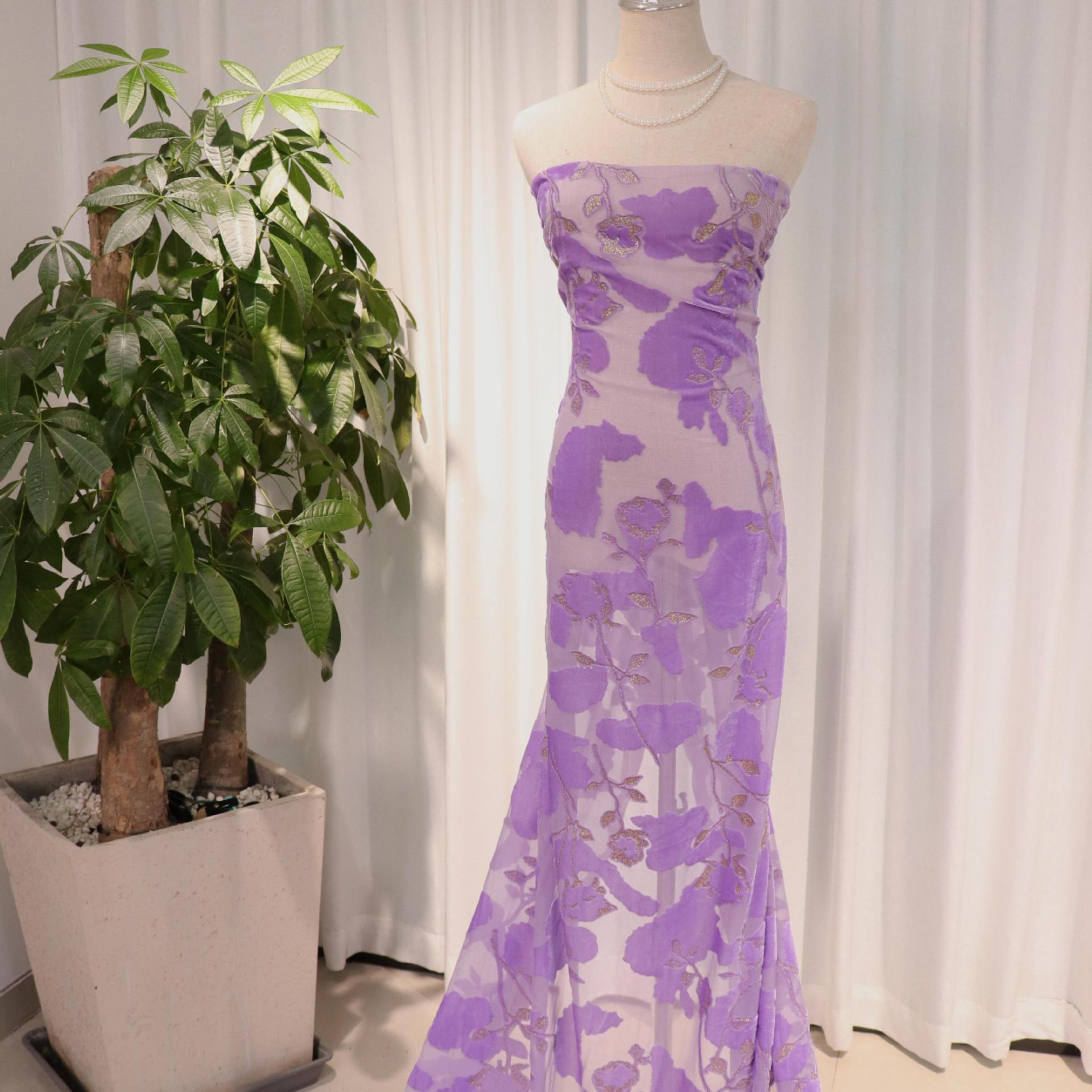 Woven velvet rotten flower brocade velvet printed gold fabric European and American women's nightgown dress cheongsam fabric wholesale