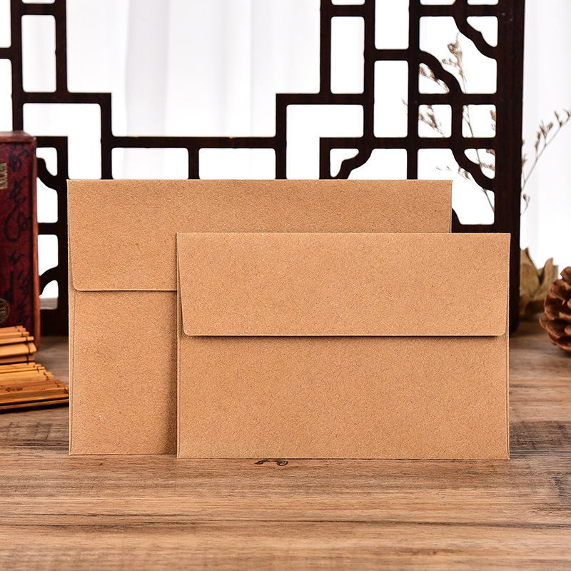 Western-style Kraft paper envelope single cow 140g Diamond flat envelope self-adhesive thickened retro Kraft paper factory wholesale