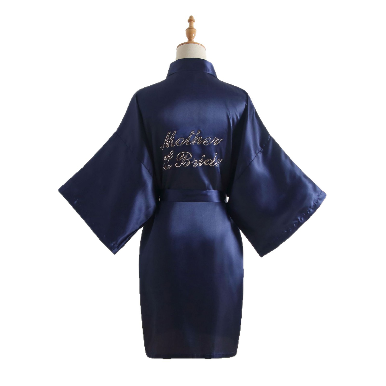 Cross-Border Hot Selling Pure Color Hot Diamond Bride Morning Robe Makeup Robe Wedding Nightgown Women's Imitation Silk Cardigan