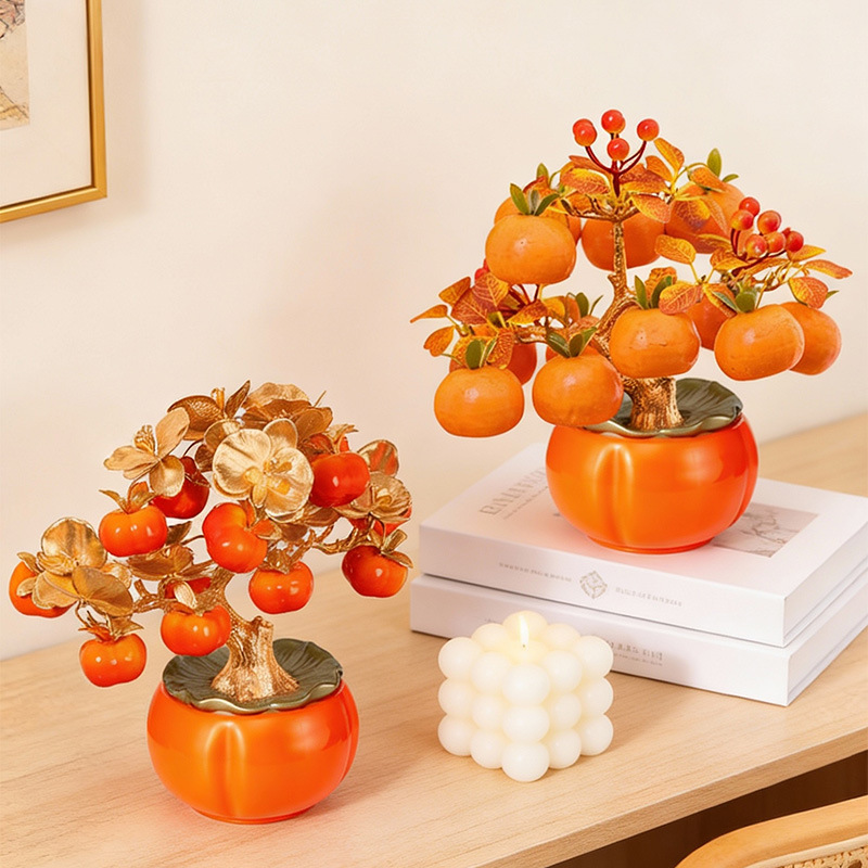 Декоративная ваза под имитацию хурмы, запечатанный сахарный горшок, праздничный горшок Руйи, горшок из пластика в китайском стиле, имитация керамического горшка