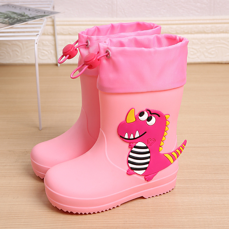 Children's Rain Boots Cute Cartoon Boys and Girls Kindergarten Baby Waterproof Shoe Covers Shoes Medium and Large Kidsren Non-Slip Rain Boots Rubber Shoes