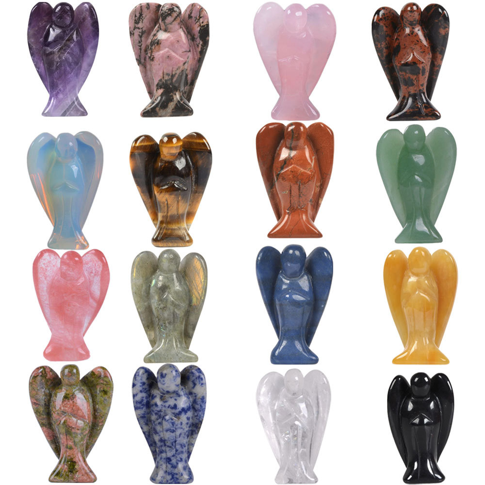 Cross-border Hot Selling Crystal Angel Carving Natural Crystal Onyx Stone Carving Pieces Angel Home
