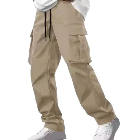 2025 Amazon Summer New Men's Cargo Pants European and American Independent Station Foreign Trade Drawstring Multi-Pocket Casual Long Pants