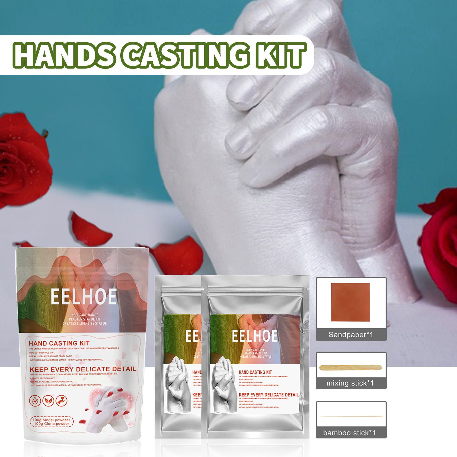 Eelhoe Couple Hand Model Clone Powder Infant Making Materials Valentine's Day Gift Three-Dimensional Hand and Foot Model