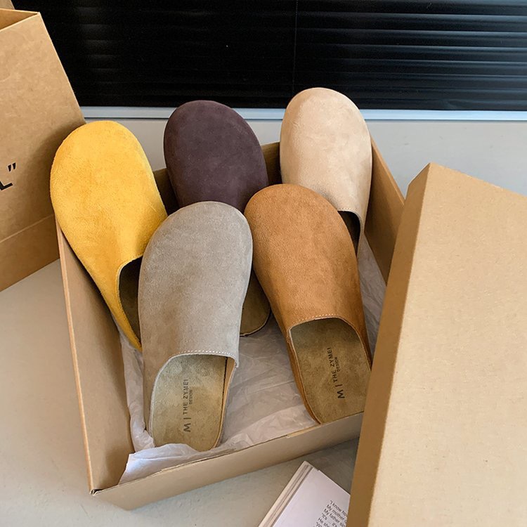 Hot Air Boken Slip-on Women's Autumn Breathable 2024 New Arrival Slip-on Retro Single-layer Shoes Toast Shoes Feet Small Baotou Slippers