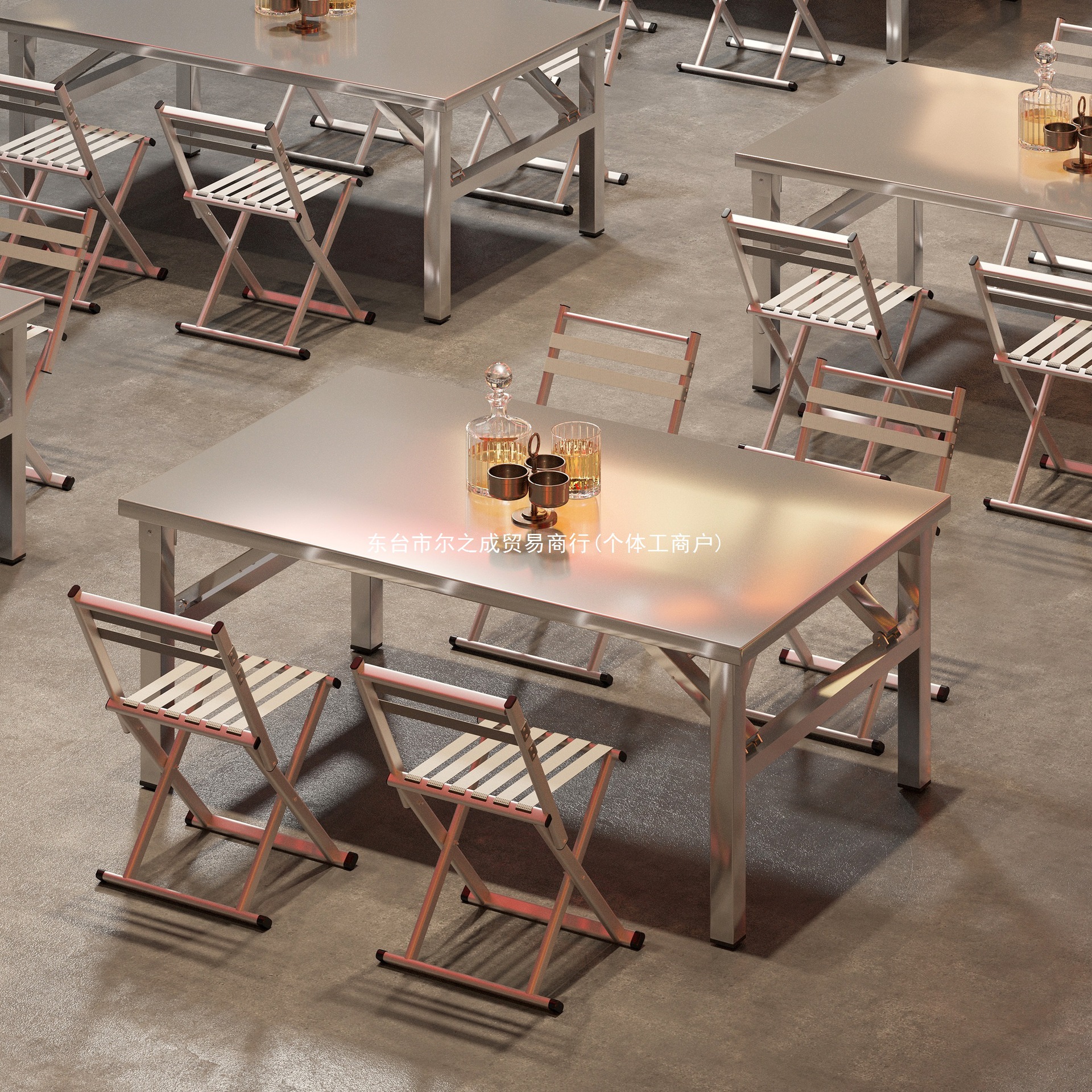 Commercial Barbecue Restaurant Outdoor Tables and Chairs Foldable Stainless Steel Street Stall Hot Pot Barbecue Table Night Market Food Stall Table