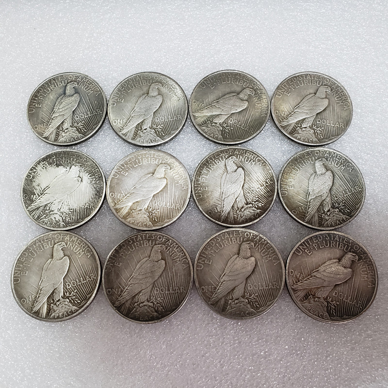 Antique Crafts 12 American Goddess Peace Yuan Export Commemorative Coins Silver Coins