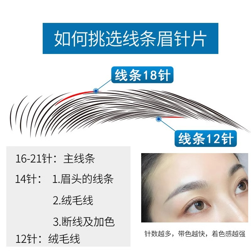 Tattooing needle piece 0.18 black leather needle U-shaped arc wild eyebrow special 18-needle manual line needle semi-permanent eyebrow tattoo