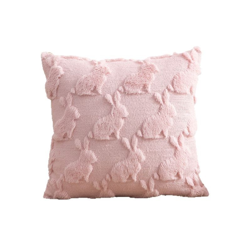 Cross-border New Quilted Embroidered Pillow Case Rabbit Hair Sofa Pillow Core-free Bedside Pillow Office Back Cushion