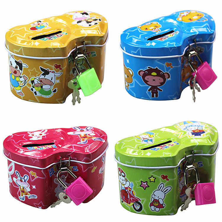 Жестяная копилка, подарок для мальчиков и девочек, игрушка для детей
