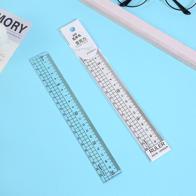 Multi-Size Acrylic Ruler, Drawing and Measuring Student Flexible Ruler, Stationery and School Supplies Plastic Ruler in Stock