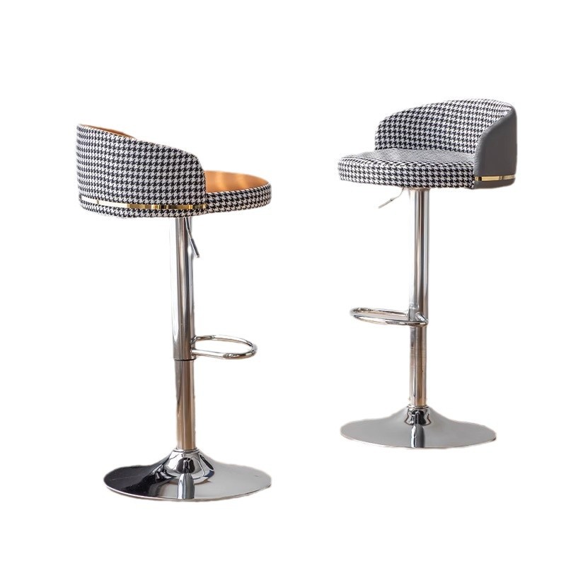 Bar Chair Light Luxury Bar Chair Lifting Rotating Modern Simple High Stool Home Backrest Reception Cashier Bar Stool