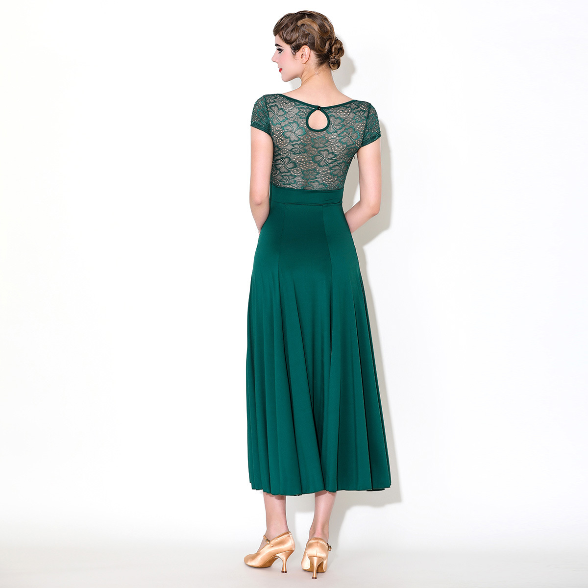 Meiyu Adult New Modern Dance Short-Sleeved Dress My935 Lace Ballroom Dance Clothing for Socializing