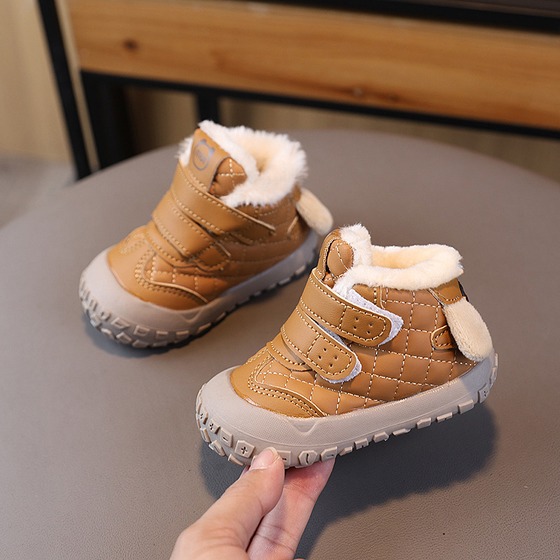 Winter Infant Soft-Soled Toddler Shoes, Warm Fleece-Lined Cotton Shoes, 01-2-3 Years Old Children's Non-Slip Toe-Toe Toddler Shoes, Trendy