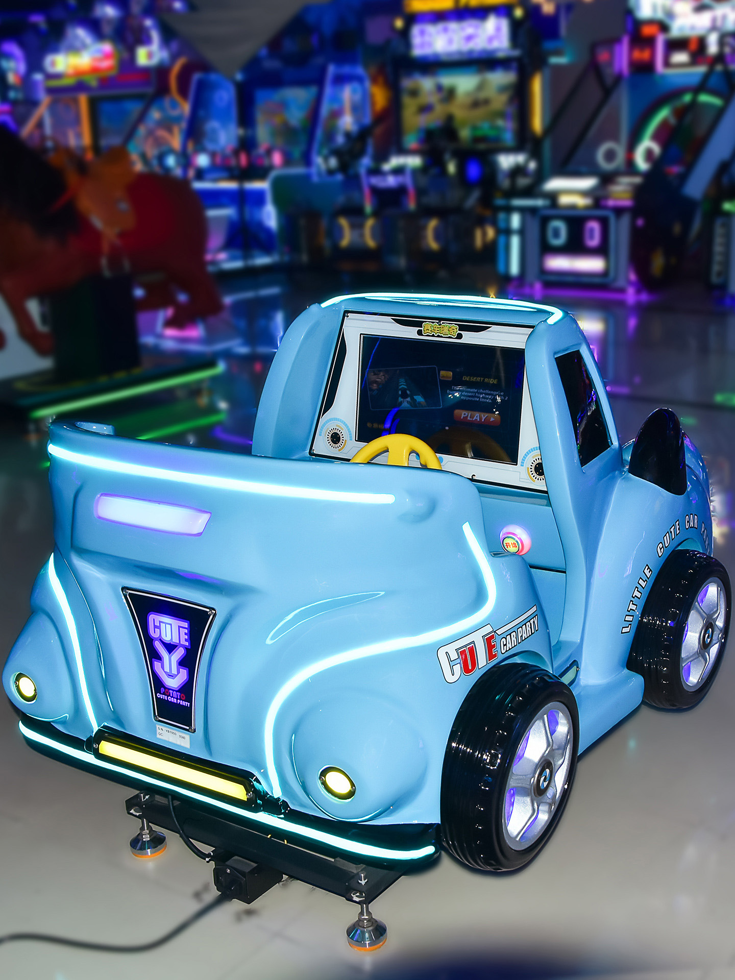 Beauty Star Fiberglass Rocking Car Kidsren's Coin-Operated Game Machine Commercial Indoor Single Car Racing Swing Machine