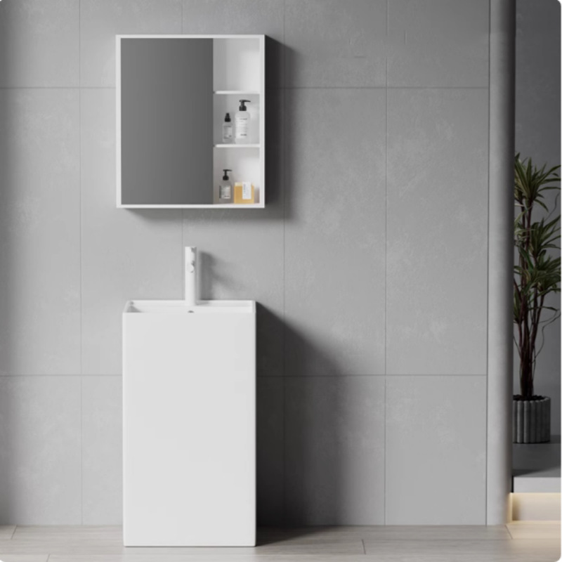 Large Size Column Basin Square Ceramic Floor Wash Basin Balcony Toilet Hotel Engineering Column Washbasin