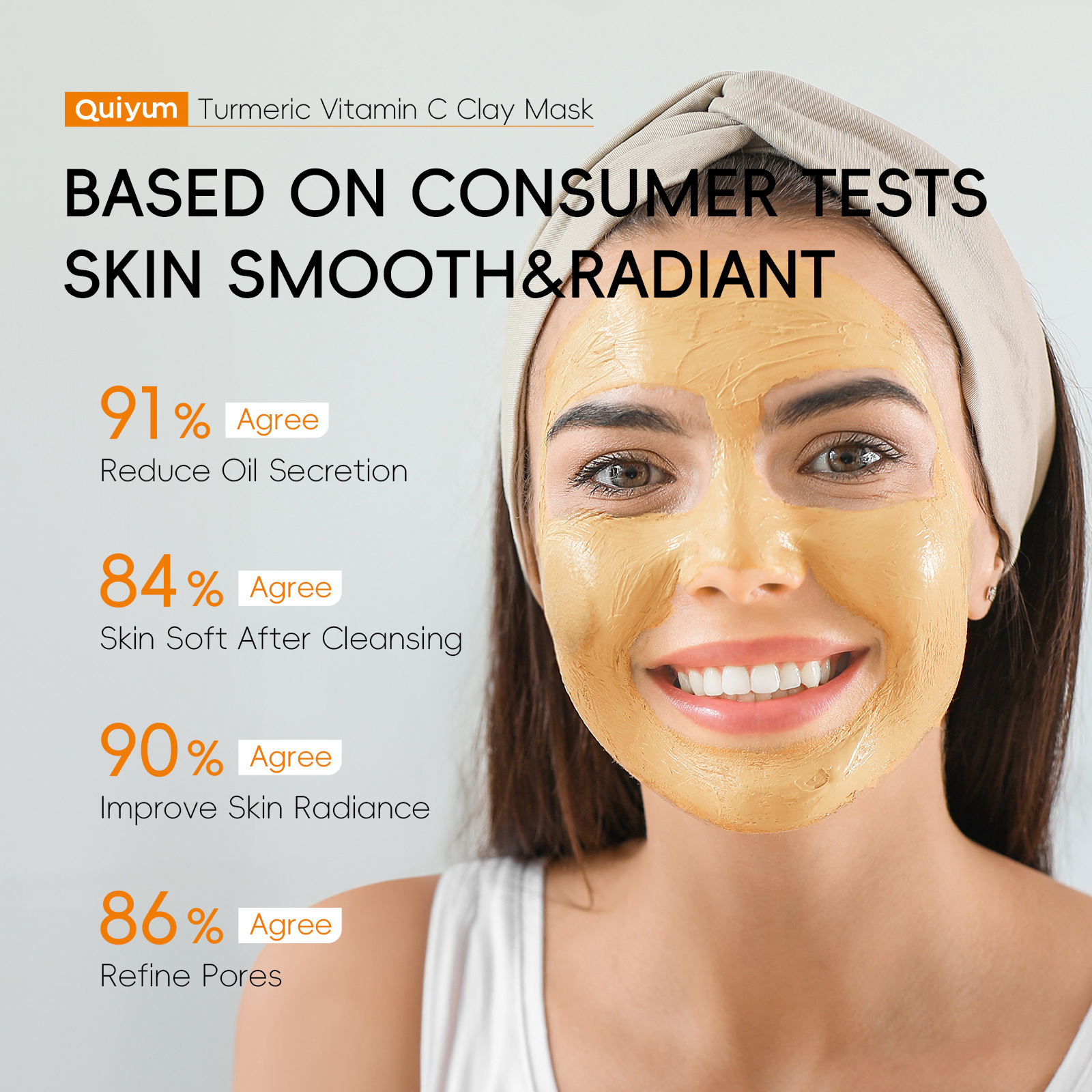 Cross-Border Quiyum Facial Mask Sheet English Turmeric Vitamin C Hydrating Moisturizing Cleansing Export Sheet 5g Skin Care Products Export