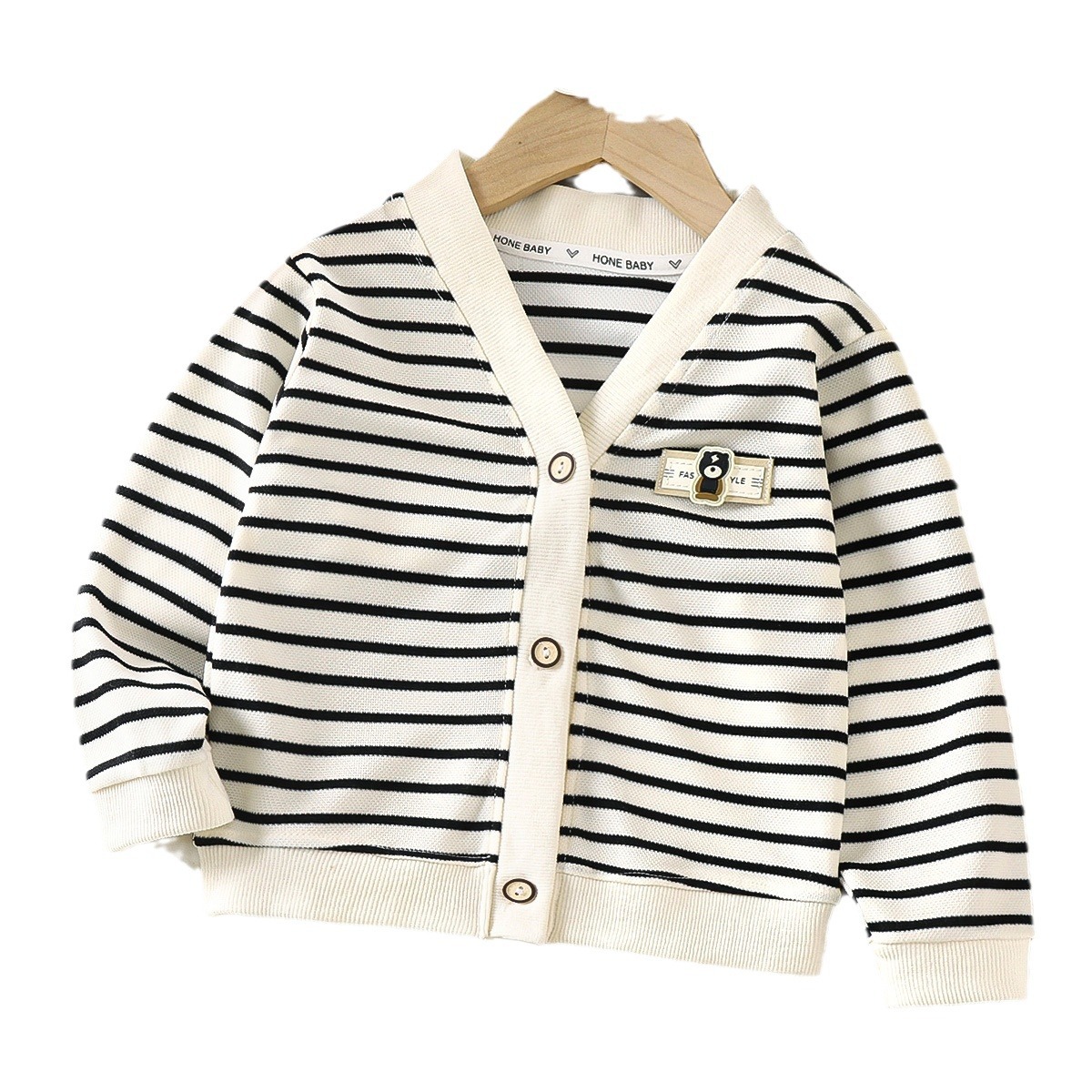 Autumn New 2024 Children's All-match Cardigan for Boys and Girls Western Style Striped Coat Baby Korean Children's Cardigan