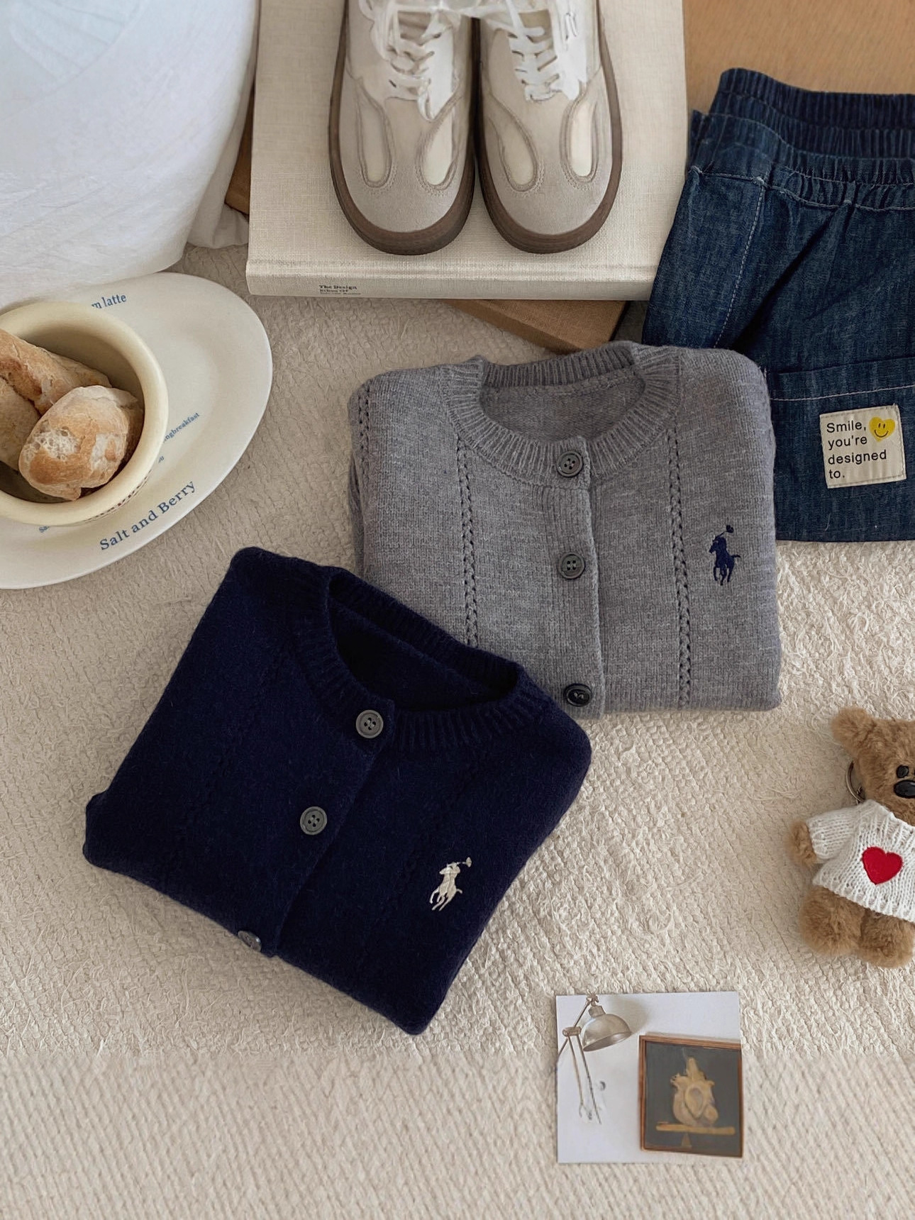 2025 Spring, Autumn and Winter Children's Sweaters for Boys and Girls with Colorful Sleeves Korean Style Pony Embroidery on the Chest Easiest for Match Cardigan Sweaters