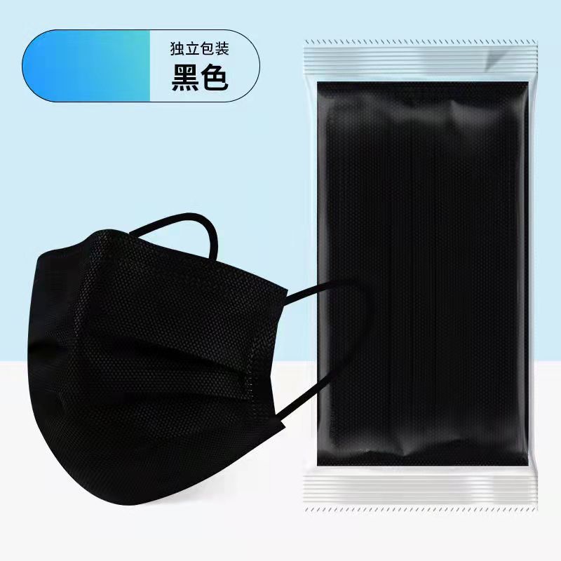 Independent packaging Blue White all white black and white three layer disposable adult masks spot wholesale non-woven daily protection