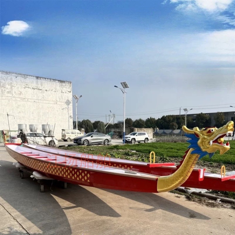 National standard 12 people 22 people standard glass fiber reinforced plastic race dragon boat Dragon Boat Festival competitive wooden dragon boat boat factory outlet