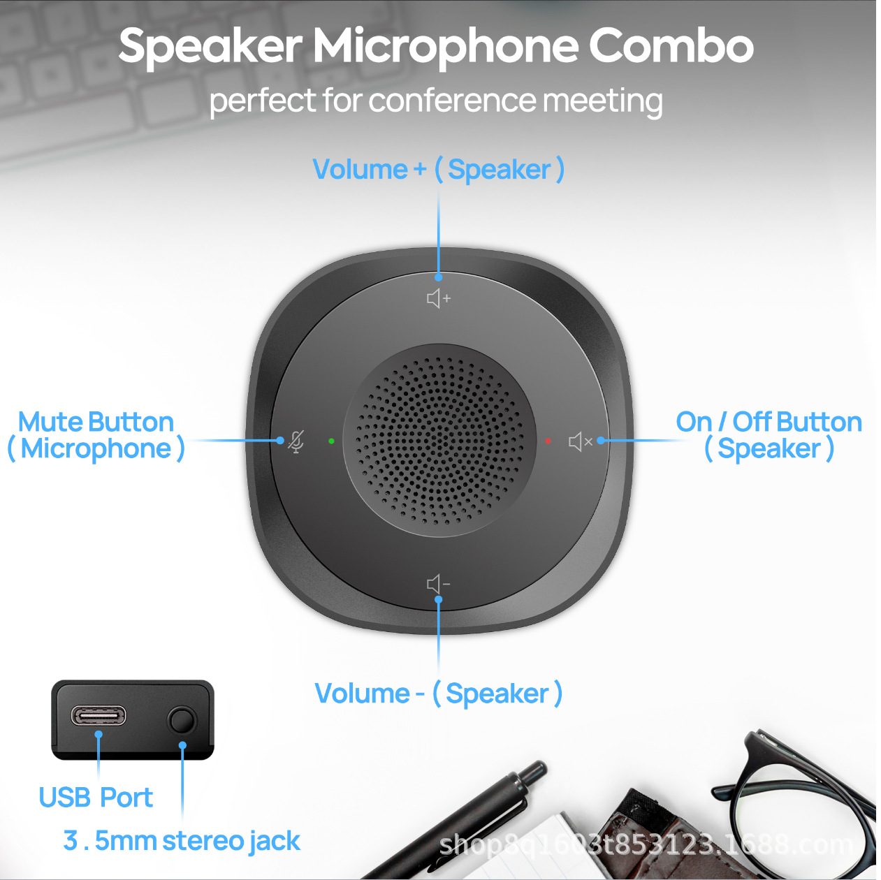 Desktop Conference Omnidirectional Microphone Speaker Conference Wired Microphone