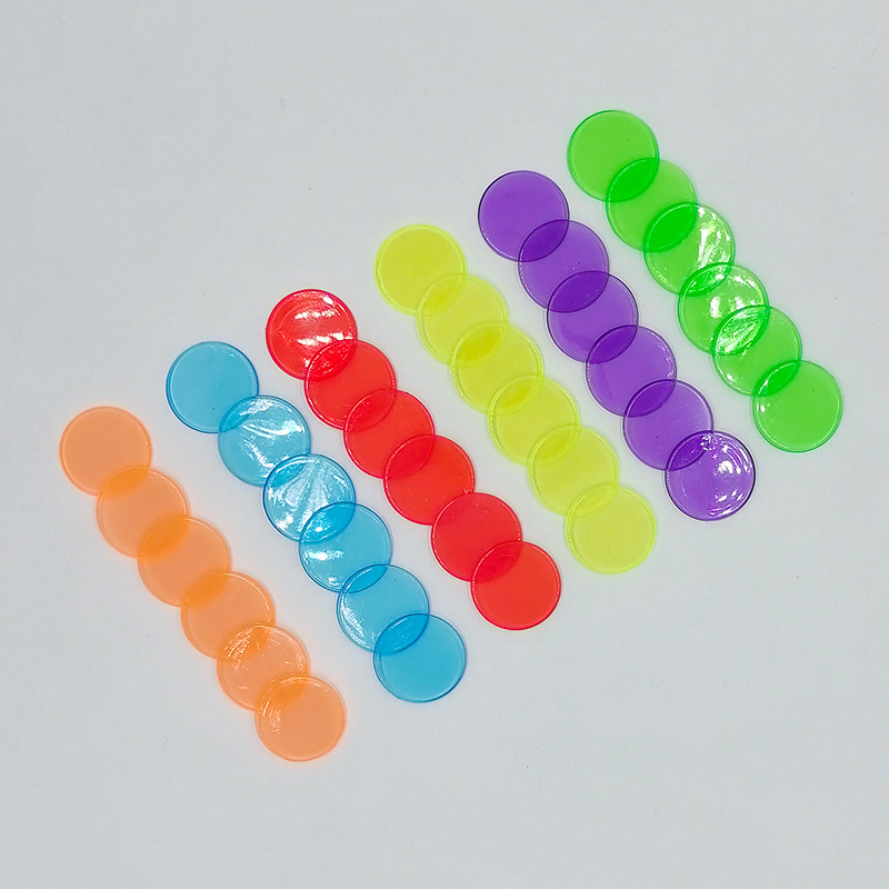 19mm25mm Plastic Chips Transparent Color Chips Game Coin Bingo Game Accessories Teaching Plastic Coin