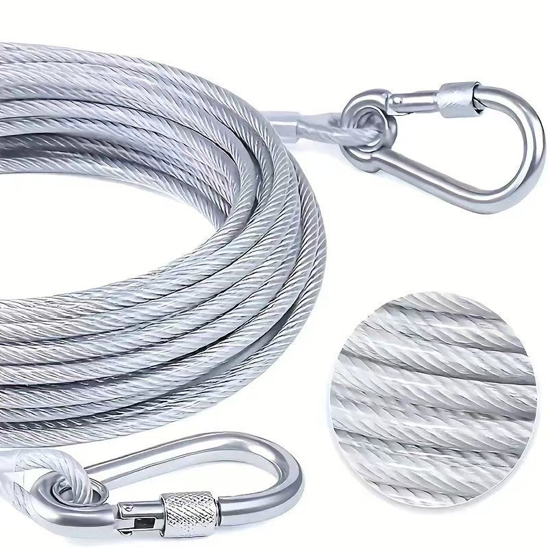 Extended Galvanized Dog Leash Dog Leash Small, Medium and Large Dog Pet Wire Rope Thickened Chain Dog Leash Anti-Bite
