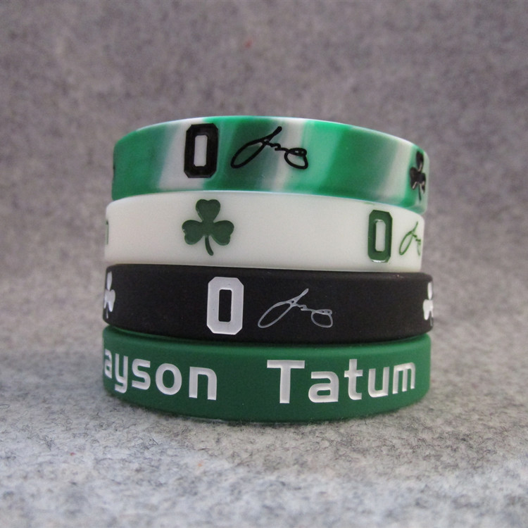 Basketball Star Green Army Celtics No. 0 Tatum Signature Luminous Sports Bracelet Silicone Wristband