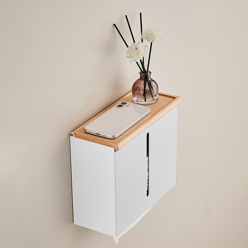 Household Tissue Box Solid Wood Tissue Box Walnut Paper Box Kitchen and Bathroom Roll Paper Box Multi-Purpose Storage Rack Ready for Sale