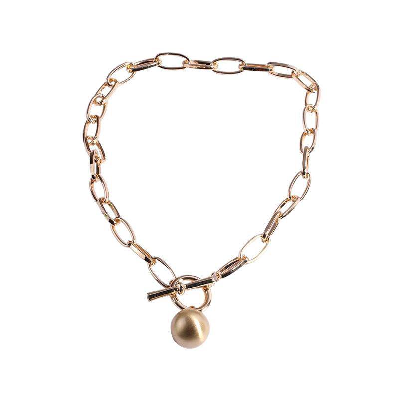 European and American Cross-Border Hot-Selling Ot Hoop Necklace Women's Metal Ball Pendant Thick Chain Necklace Bracelet Hip-Hop Clavicle Accessories