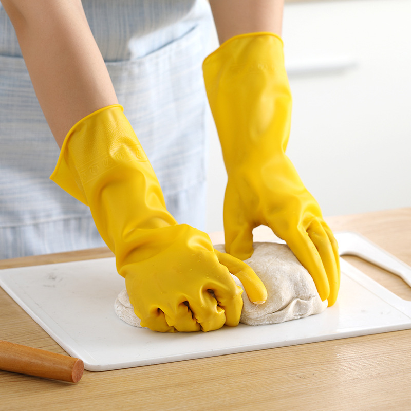 Beef tendon gloves rubber wear-resistant waterproof PVC kitchen non-slip dishwashing laundry thickened rubber plastic beef tendon labor protection