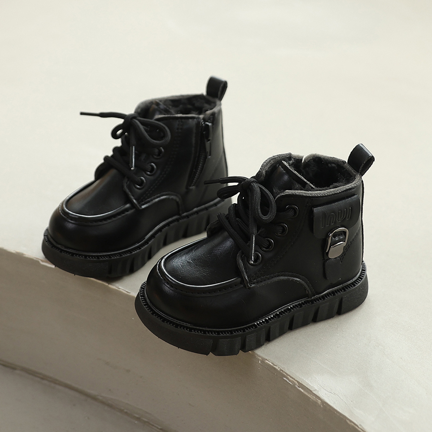 2025 New Winter Kidsren's Shoes Fleece-Lined Thickeneded Boots Waterproof Short Boots Toddler Shoes Baby Shoes Cotton Shoes Trendy