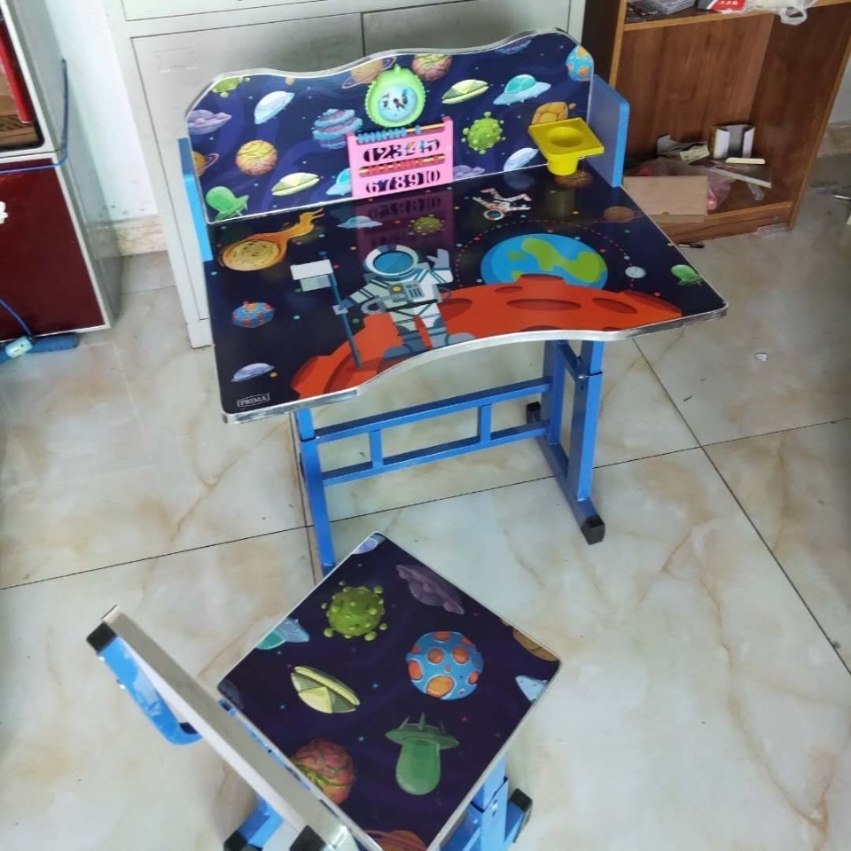 Desks, Children's Desks, Home Simple Student Writing Desks and Chairs Set, Children's Bookshelf Lifting Study Desk and Chair Combination