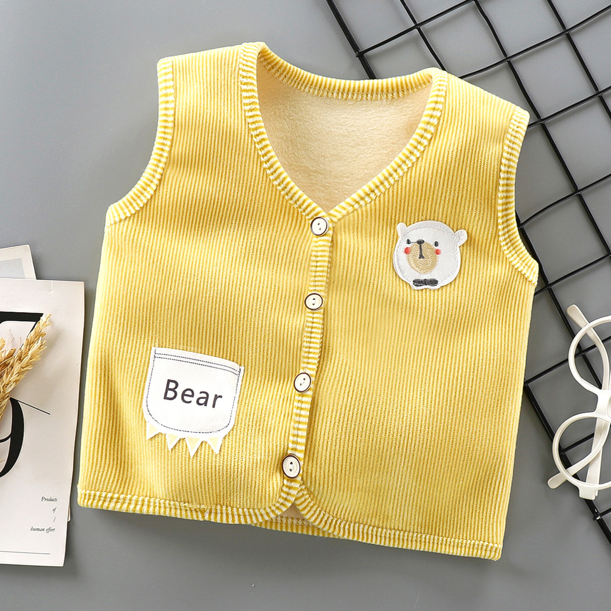 New Children's Vest Autumn and Winter Velvet Baby's Thickened Warm Vest Children's Infant Outer Wear Cardigan Vest