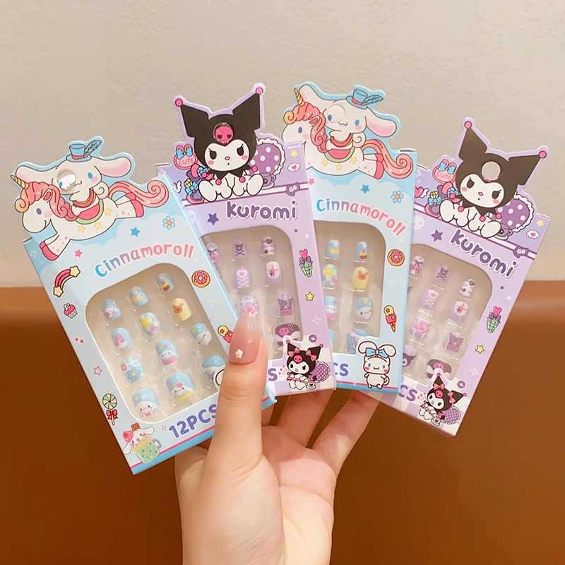 Children's Wearing Nail Pieces Kulomi Girl's Removable Funny Nail Stickers Cartoon Sanrio Toy Nail Stickers