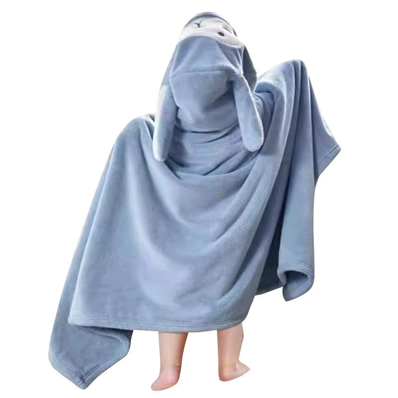 Cartoon embroidered coral fleece bath towel can be worn bathrobe baby hat cape soft absorbent bath towel