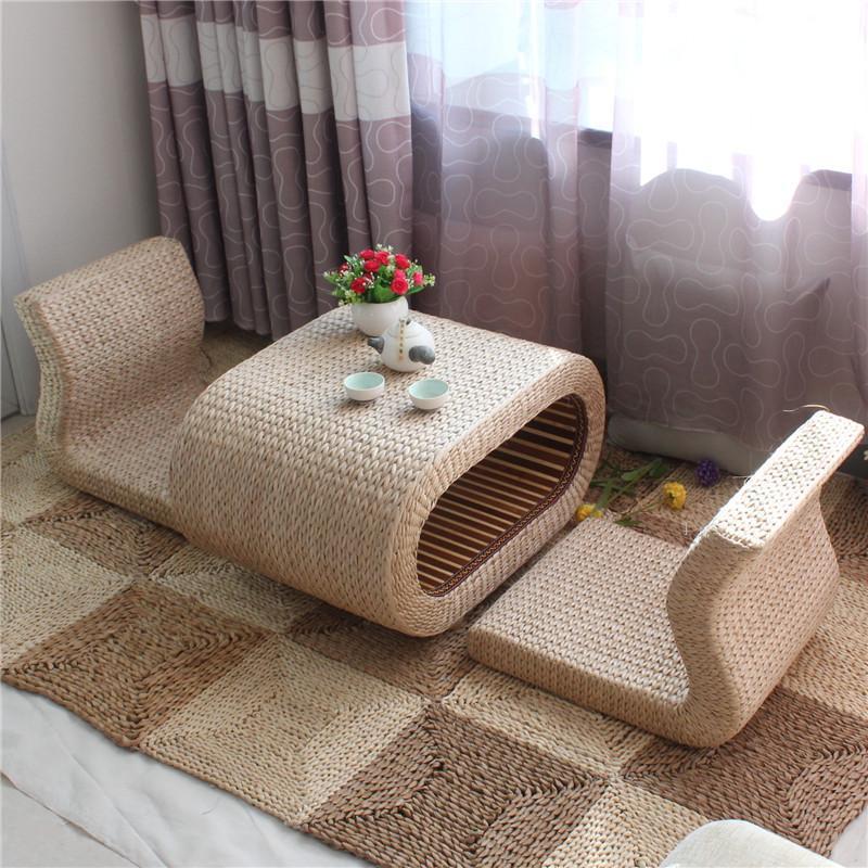 Woven Japanese-Style Tatami Coffee Table Rattan Bay Window Table Set Bamboo Wood Rattan Low Table Floor Small Table Free Shipping