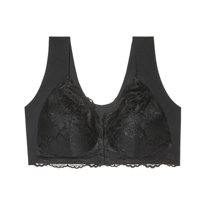 Cross-Border Xiyin Temu Large Size Push-Up Front Buckle Fixed Cup Lace Vest Style Nursing Bra Anti-Sagging