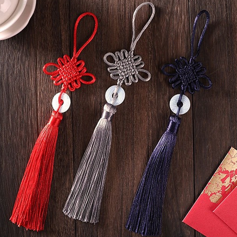 Подвеска китайский узел с кисточкой, имитация нефритового камня, ручная работа, специальный подарок, подарочная коробка, безопасная застежка, производитель подвесок китайский узел